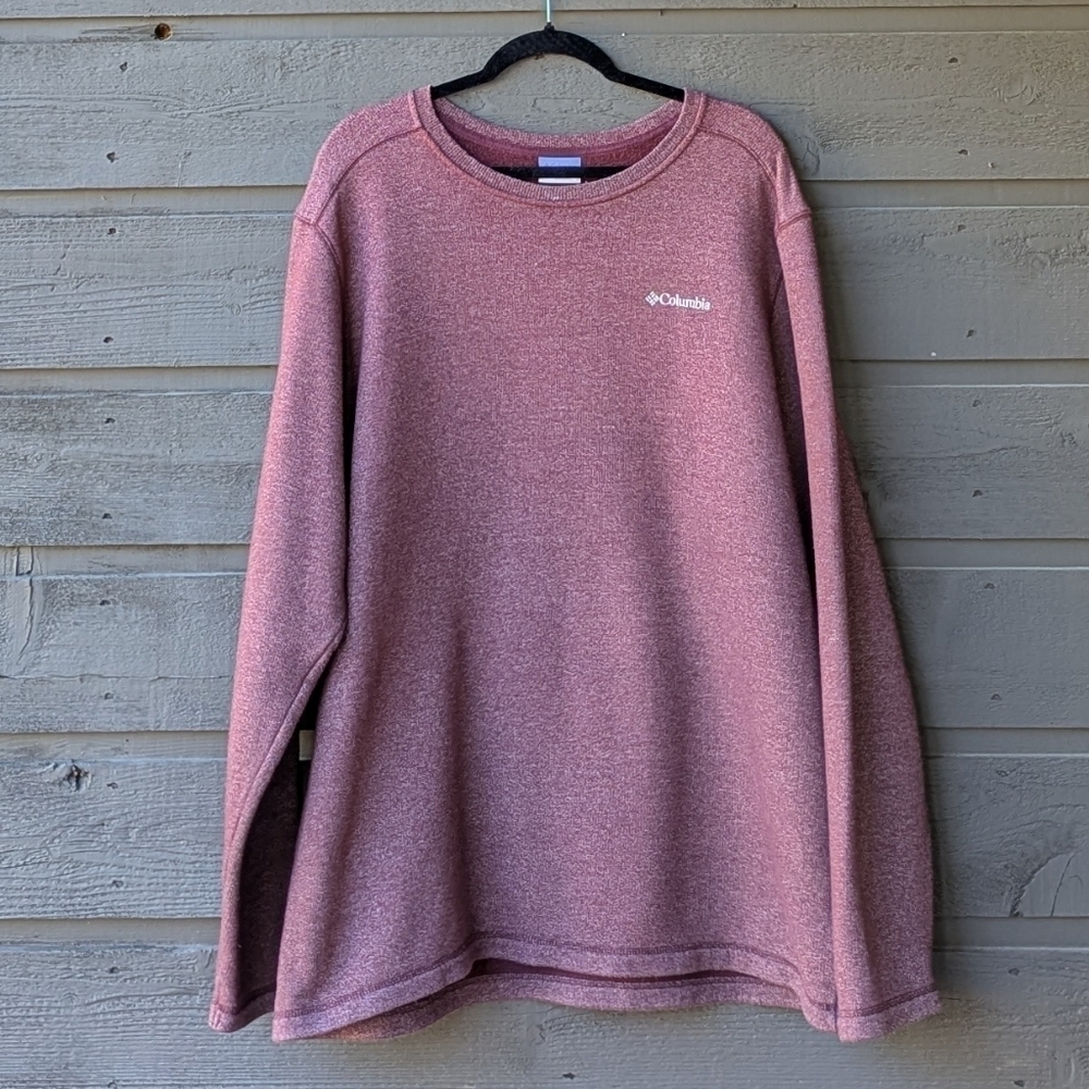 Columbia Men's Ortega Oaks Fleece Crewneck Tee Sweatshirt Size XL Red